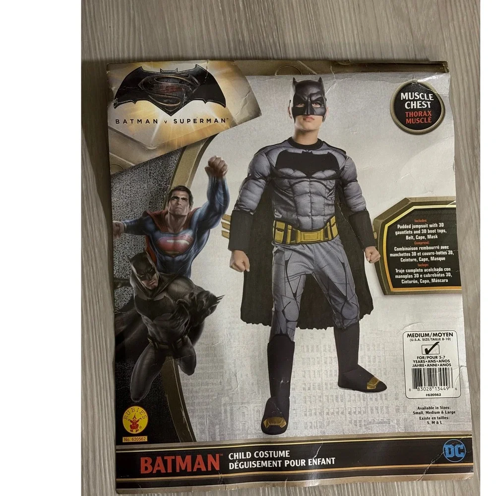Batman Child Costume DC Comics Medium 8-10 Muscle Chest Halloween Superhero
